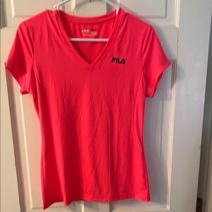 FILA Women's Bright Pink V-Neck Tee